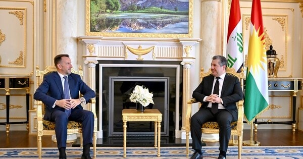نخستوزیر اقلیم کردستان از سفیر ایتالیا در عراق استقبال میکند